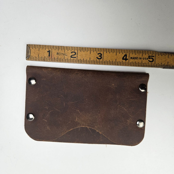 Handmade Minimalist Leather Card Wallet Brown Slim Slot - Picture 7 of 7